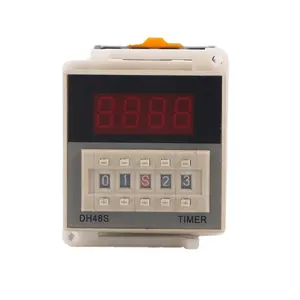 Relay waktu tampilan Digital DC/AC, relay delay siklus DH48S-S 220V 12V 24V pengontrol timer