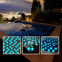 Moderne Blaue Quadratische Fluoreszierende Mosaik-Glasfliesen 4mm Dick Leuchtende Schwimmbad-Bodenfliesen Parkett für Hotels