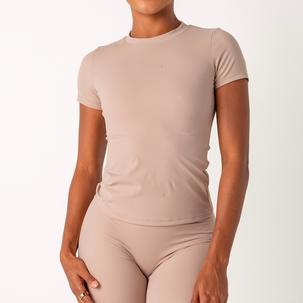 Sportswear Plain Short Sleeve Yoga Top Gym Sports Full Length Top for Women