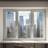 Fenêtre à battant moderne en aluminium avec verre trempé et store enrouleur pour appartement, hôtel, école