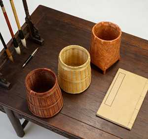 Handmade Bamboo Pen Holder <b>Rustic</b> Woven Pencil Cup Wabi Sabi <b>Desk</b> Organizer Eco Friendly Gift Factory Supply - Product Image 2