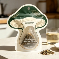 Sachet Doypack personnalisé à forme spéciale, imprimé, finition mate, avec fenêtre et fermeture éclair, pour emballage de tisanes, avec trou de suspension