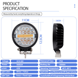 4-inch 42 wát <span class=keywords><strong>LED</strong></span> offroad Spotlight làm việc thanh ánh sáng 6000K màu cho xe tải thuyền máy kéo 4x4 ATV <span class=keywords><strong>12V</strong></span> 24V Phụ Kiện Xe Hơi Mới - Product Image 5