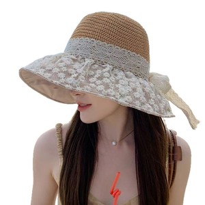Lace Bow Sun <b>Hat</b> Daisy Flower <b>Straw</b> Bucket <b>Hat</b> Breathable Anti Uv Protection For Women Summer Beach Outdoors - Product Image 5