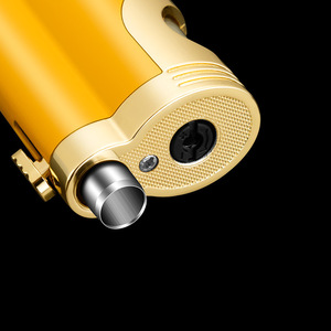 Briquet à cigares double flamme avec perce-cigares, coupe-vent en alliage, style moderne rétro de luxe pour cigares, boîte cadeau personnalisable, vente en gros - Product Image 2