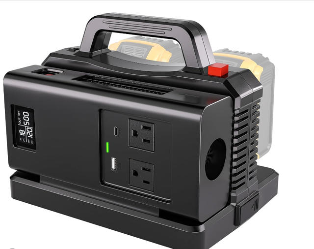 Brand New 500W Pure Sine Wave Power Inverter for 20V Battery 2-Ports DC 20V AC(2 Outlets) 120V Car Charger Plug