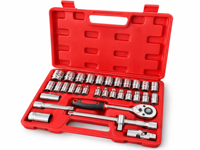 CCB 32 pièces Jeu de clés à douilles en acier au chrome-vanadium 1/2 pouce avec cliquet, rallonge, joint universel et embout pour bougies de voiture