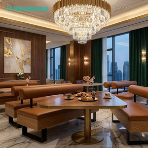 Banco de Restaurante Moderno de Cuero PU con Estructura de Madera y Patas de Metal, Muebles de Comedor Comerciales Duraderos, Diseño Minimalista - Product Image 2