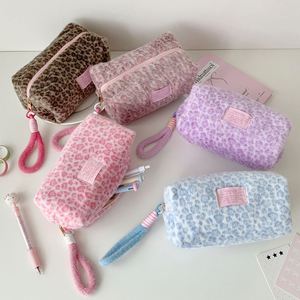 Korean Style Leopard Print Towel Zipper Hand-Held Portable Stowable Large Capacity Cosmetic Clutch & for Organizer - Product Image 1