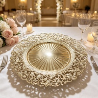 Assiettes de présentation dorées en plastique de 13 pouces, style vintage et antique, pour la décoration de mariage
