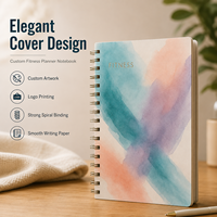 Carnet de planification d'entraînement personnalisé, reliure spirale, couverture bleu rose violet effet aquarelle, journal d'entraînement avec enregistrement des séances et des ensembles, OEM ODM en gros