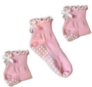 Chất Lượng Cao Vớ Thêu Trắng Ruffle Hồng Tim Grip Vớ Phụ Nữ Vớ Yoga - Product Image 1