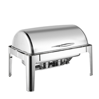 Plat de service isotherme argenté 9L avec couvercle roulant pour buffet, idéal pour la restauration, les hôtels et les chefs – Fournitures de luxe pour hôtels et restaurants