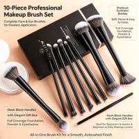 Ensemble de 10 pinceaux de maquillage synthétiques véganes à double embout avec logo personnalisé, pinceaux pour estomper la poudre, pour le visage, le correcteur et les fards à paupières