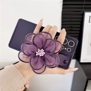 Pour Samsung S23 Ultra S22 + S21 S20 FE A54 14 24 A34 <span class=keywords><strong>53</strong></span> M14 M54 M34 F54 étui à la mode fleur dragonne silicone support pour téléphone couverture - Product Image 5
