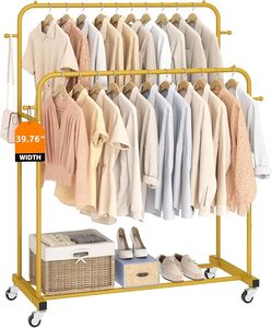 Porte-vêtements sur roulettes pour hôtel, avec 4 crochets, multifonctionnel, pour chambre à coucher, coloré - Product Image 2