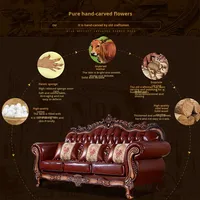 Canapé trois places en PU européen pour salon, entièrement en bois massif, éponge de qualité supérieure, revêtement en cuir véritable pleine fleur, mobilier luxueux