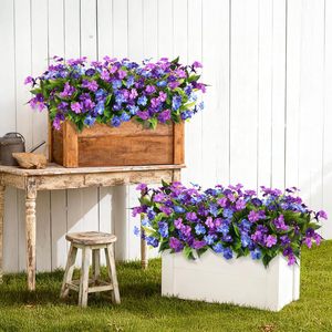 Flores Artificiales de Impatiens Jinhe en Morado y Azul, de Plástico, para Decoración del Hogar y Exteriores - Product Image 3