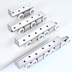 Roulettes de porte en acier inoxydable pour porte coulissante, faible bruit, avec roues blanches et bleues, design minimaliste - Product Image 2