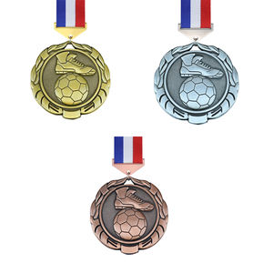 Medalla de Fútbol Personalizada en Blanco, Premio 3D de Aleación de Zinc Dorada, Medalla Deportiva de Metal para Correr, Taekwondo, Fútbol, Personalizable - Product Image 1