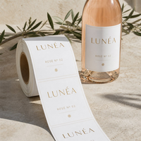 Étiquettes de bouteilles de vin personnalisées à marque privée, estampage à chaud argent/or, papier d'art de luxe, autocollants adhésifs imperméables à gratter en rouleau