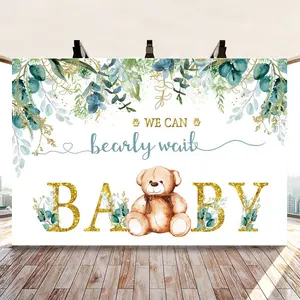 Ours bébé douche toile de fond 7x5ft nous pouvons Bearly attendre photographie fond Boho vert Floral ours bébé douche fête bannière