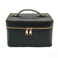 Sac de maquillage à fermeture éclair imperméable à l'eau à motif d'autruche, tendance et très vendu, avec compartiments, grande capacité