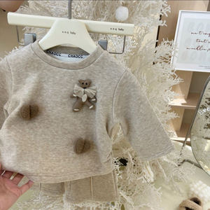 Autunno inverno nuovo Set di <span class=keywords><strong>pile</strong></span> per <span class=keywords><strong>bambina</strong></span> felpa stile coreano <span class=keywords><strong>pantaloni</strong></span> larghi due pezzi Set abbigliamento per bambini - Product Image 5