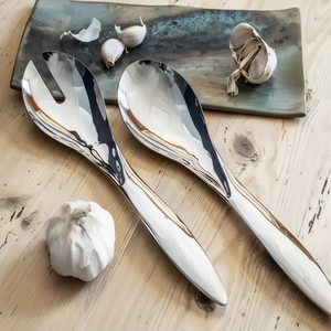 Servidores de ensalada decorativos con mango ergonómico, nuevo diseñador, cabeza de ciervo, mango final, servidores de ensalada, incluye ensalada de acero espejado - Product Image 1