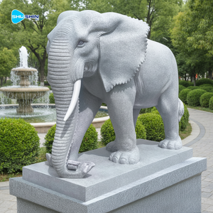 Büyük Boy El Yapımı Avrupa Fil Mermer Heykeli Beyaz Heykel Parklar ve Tapınaklar İçin Dış Mekan Kullanımı İçin - Product Image 1