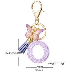 Llavero de Resina con 26 Letras, Borla de Estrella Morada, Colgante para Bolso de Mujer, Accesorio Decorativo de Moda para Mochila Escolar de Estudiantes - Product Image 6