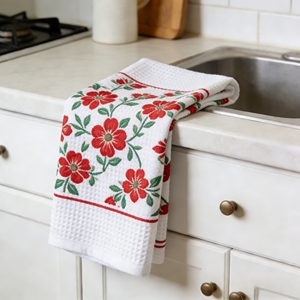 Serviette de cuisine en coton gaufré, durable, recyclée, douce, à séchage rapide, pour usage domestique, avec logo personnalisé - Product Image 1