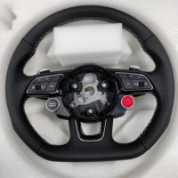 Volant en cuir semi-perforé pour Audi A3 A4 A5 A6 C6 C7 C8 B8 B9 RS3 RS5 RS7 S3 S4 S5 Q3 Q5 Q8 Accessoires de voiture