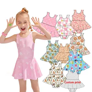 Best Selling Baby Girl Summer Sleeveless Swimwear Custom Design Elastic Fabric Kids Boutique Clothes Cute Dresses