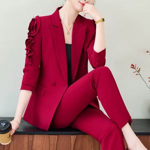 Women's Suit Set Solid Color Ruffle Sleeve Polyester Spring Autumn Work Casual Wear - Product Image 4