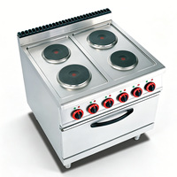 Cuisinière électrique commerciale en acier inoxydable de haute qualité, 4 plaques chauffantes, four encastré, équipement de restauration hôtelière, nettoyage facile, garantie 1 an