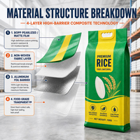 Sac d'emballage de riz personnalisé vide en polypropylène tissé laminé BOPP, blanc, pour riz de 45 kg, 5 kg, 10 kg, 25 kg