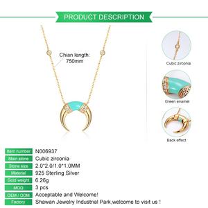 <span class=keywords><strong>Collana</strong></span> Lunga Boho in <span class=keywords><strong>Argento</strong></span> Sterling <span class=keywords><strong>con</strong></span> Smalto, <span class=keywords><strong>Corno</strong></span> di Bufalo Dorato e Luna Crescente - Product Image 6