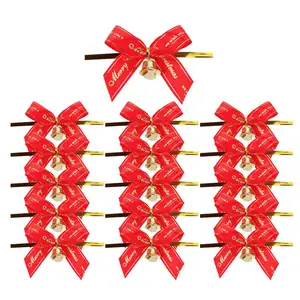 Custom Bow Handmade Bow Tie Bells Accessory Pendant Christmas Ribbon Bows Ribbon For Christmas Gift Packing