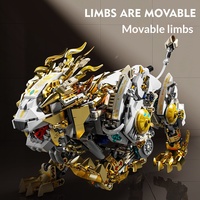 US 13090 Lion mécanique en plastique ABS, modèle de blocs de construction éducatifs pour garçons, jouet à thème animalier pour enfants, transfrontalier