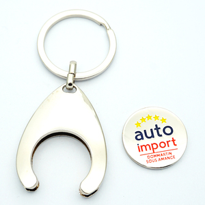 Hot Selling Custom Logo Round Supermarket Metal Shopping Cart Pound Key Chain Keychain <strong>Trolley</strong> <strong>Coin</strong> - Product Image 3