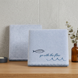 Ensemble de serviettes de bain en coton brodé Marine Summer, orange, rectangulaires, moelleuses, pour usage domestique, taille adulte - Product Image 2