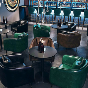 ชุดเฟอร์นิเจอร์โซฟาไม้เนื้อแข็งสไตล์วินเทจสำหรับบาร์คลับ พร้อมโต๊ะน้ำชาหินอ่อนแบบเรียบหรูสำหรับร้านกาแฟ - Product Image 1