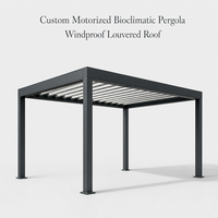 Pergola bioclimatique motorisée sur mesure, toit à lamelles en aluminium résistant au vent, pour cour, patio, terrasse