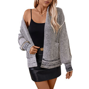 Cárdigan sin botones a la moda, suéter de punto para <span class=keywords><strong>mujer</strong></span>, abrigo, Otoño Invierno, cárdigan con hombros caídos, suéteres de punto para <span class=keywords><strong>mujer</strong></span> - Product Image 1