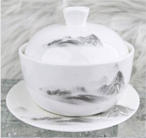 Vajilla de Porcelana China Azul Tinta con Paisaje, 45% de Contenido de Hueso, con Borde Dorado Hecho a Mano, de Lujo para Hotel y Banquete, con Logotipo Personalizado - Product Image 4
