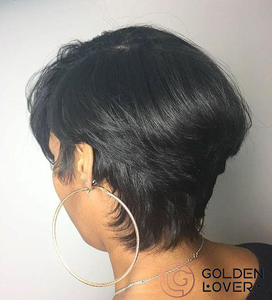Pas cher court Pixie coupe perruque de cheveux humains droite Remy cheveux brésiliens pour les femmes noires <span class=keywords><strong>13x4x1</strong></span> T dentelle perruque 13X4 dentelle frontale naturelle - Product Image 4