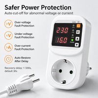 Prise de courant multifonction avec affichage LED double, protection contre les surcharges à récupération automatique 1-16A 220V pour la protection de l'alimentation CA
