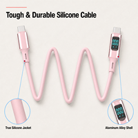 Kabel USB PD 60W Desain Layar Digital Lapisan Silikon Paduan Aluminium Kompatibel untuk Laptop Monitor Ponsel