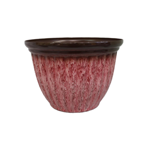 グラデーションブルーのテクスチャードレジン製植木鉢、茶色の縁取り、大口径、屋内外兼用ガーデン用プランター、芸術的な家の装飾に - Product Image 3